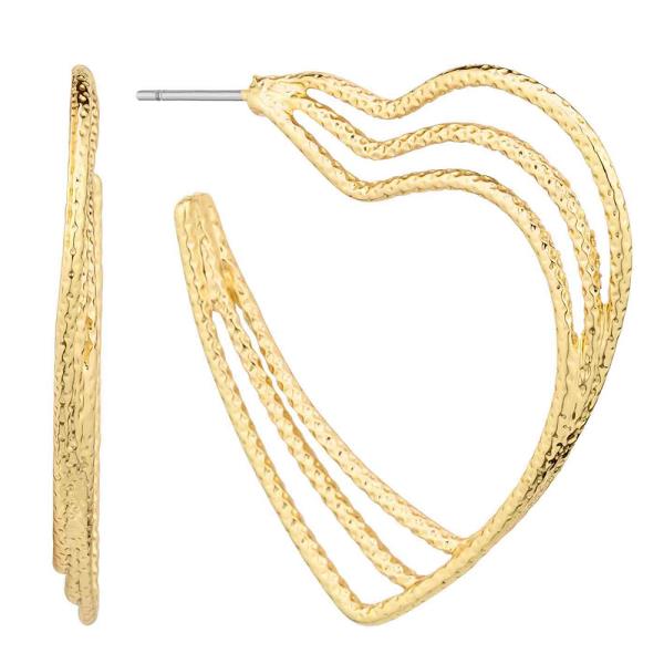 Texture Metal Heart Earring