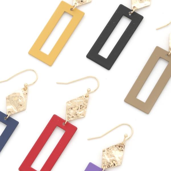 Rectangle Metal Texture Earring