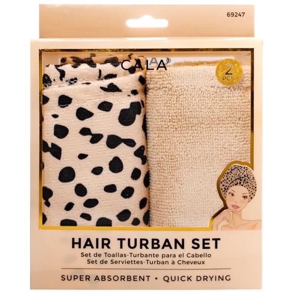 CALA SHOWER TURBAN 2PC HAIR SET - CHEETAH BEIGE