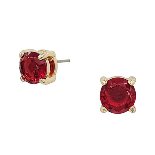 Round Crystal Post Earring