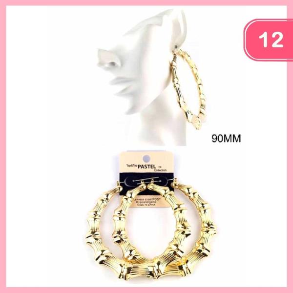 Metal Bamboo Hoop Earring (12 Units)