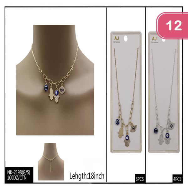 Evil Eye Charm Necklace (12 Units)