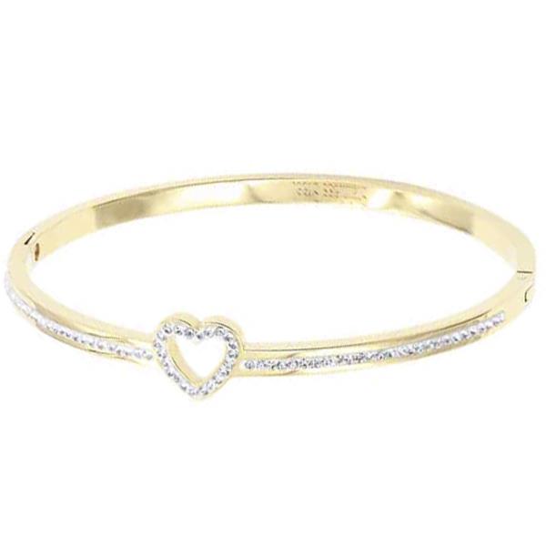 Stainless Steel CZ Heart Hinge Bracelet
