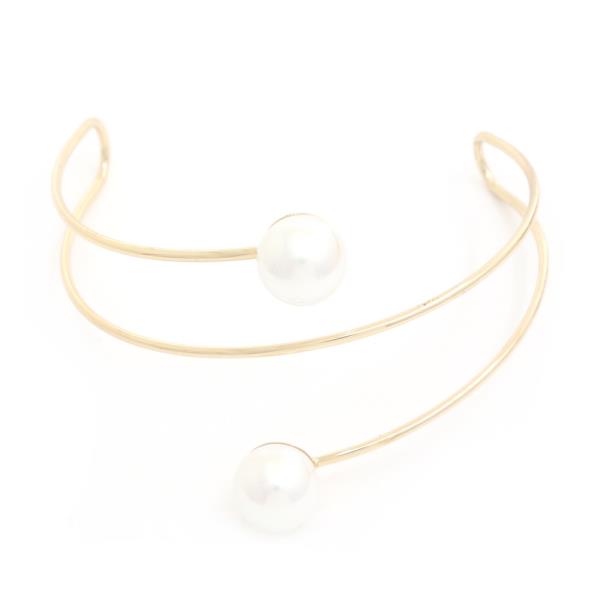 Double Pearl Bead Cuff Bracelet