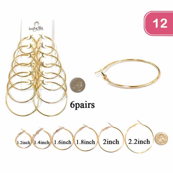 Six Pair Hoop Earring (12 Units)