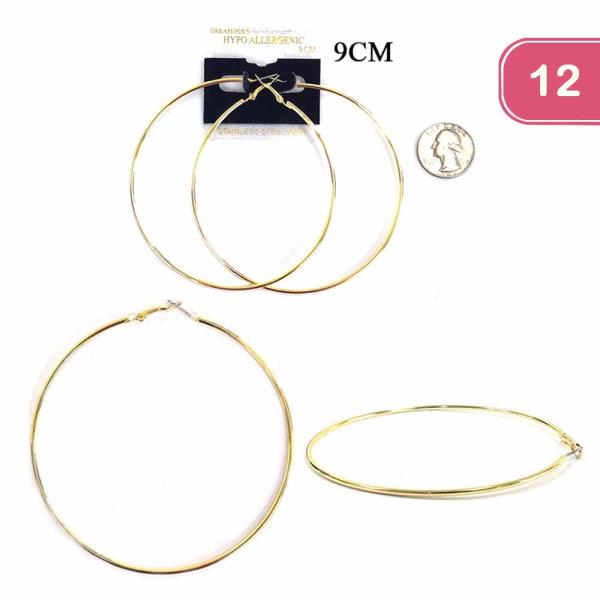 Stainless Steel Post Hoop Earring (12 Units)