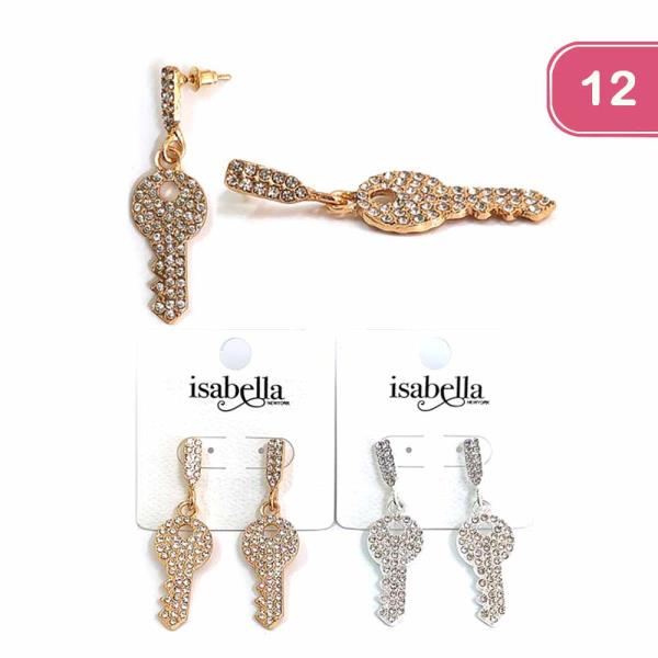 Rhinestone Key Earring (12 Units)