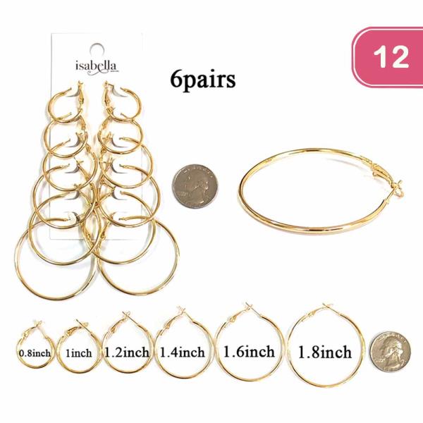 Six Pair Hoop Earring (12 Units)