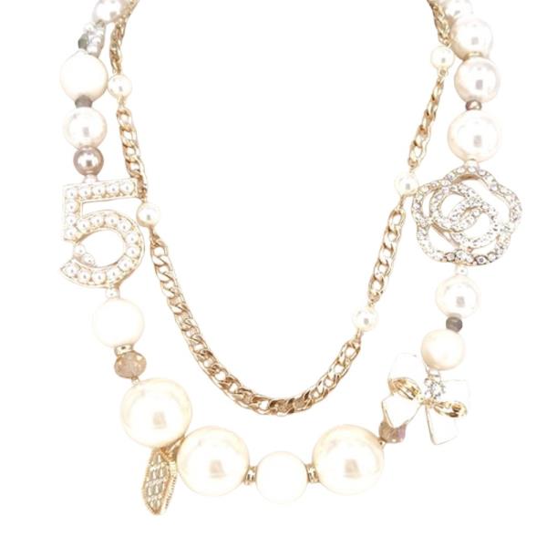 Number 5 Pearl Bead Necklace
