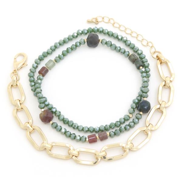 Oval Link Beaded Bracelet Set
