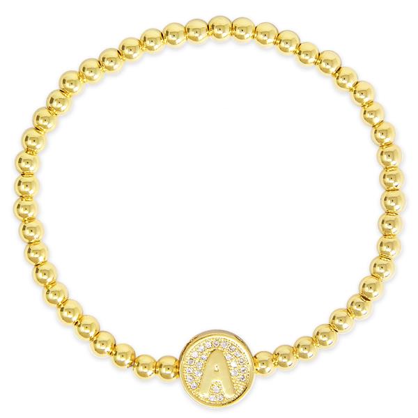 Stainless Steel Initial Charm Pave CZ Bracelet