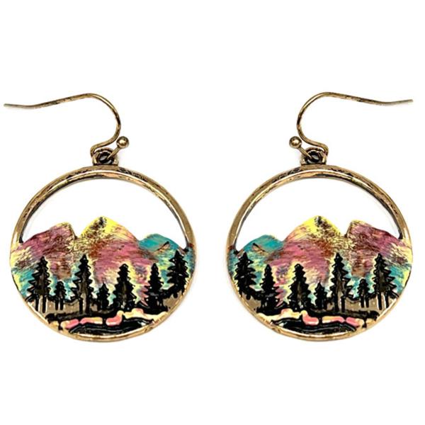 Wanderlust Wood Mountain Sunset Earring