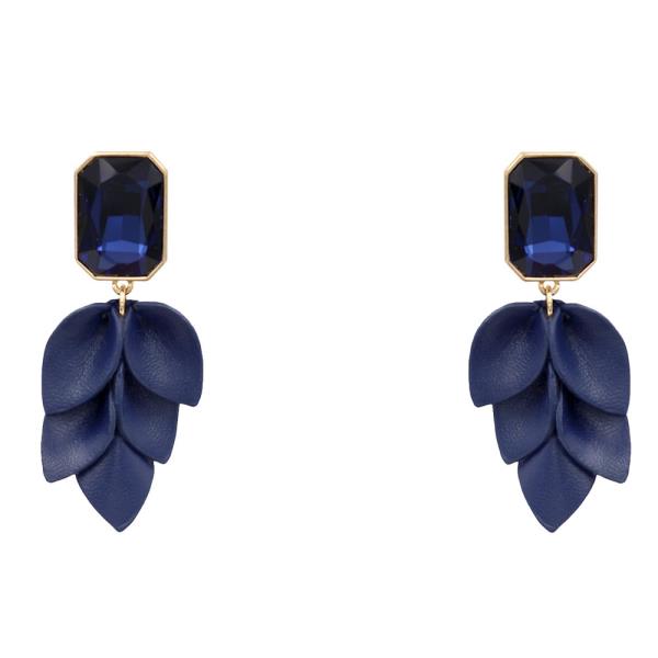 Stone Leaf Pattern Dangle Earring