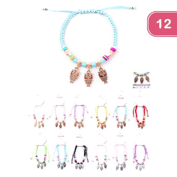 Beaded Adjustable Owl Bracelet (12 Units)