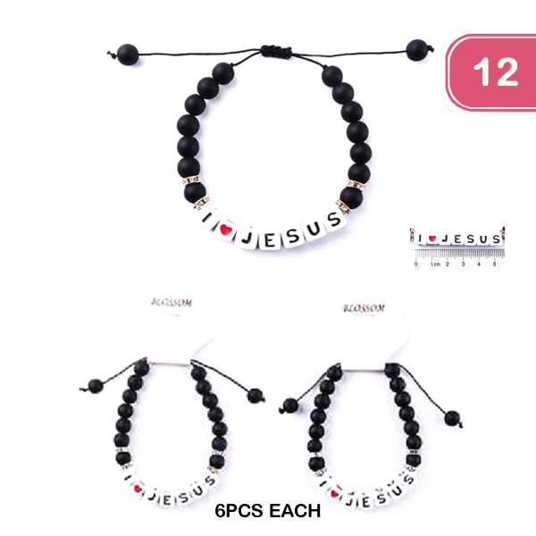 I Love Jesus Beaded Bracelet (12 Units)