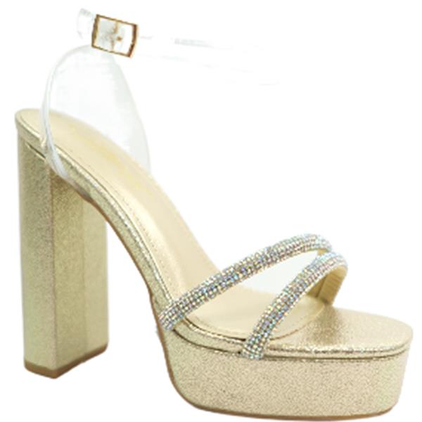 RHINESTONE CLEAR STRAP PLATFORM SANDALS