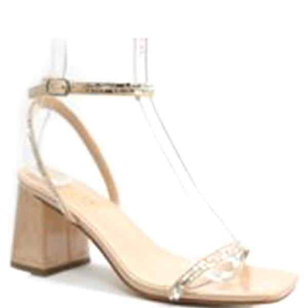 RHINESTONE ANKLE STRAP LOW HEELS