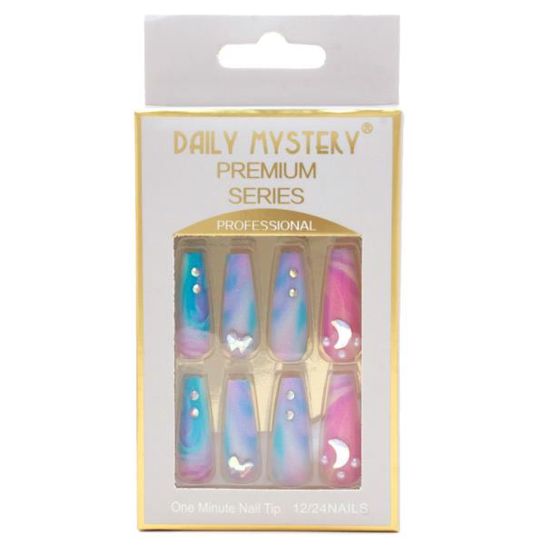 Colorful Rhinestone Pattern Nail Tips