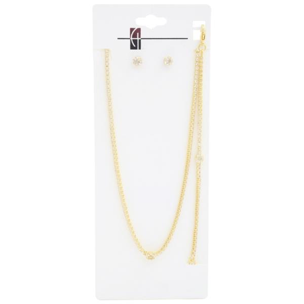 Rhinestone Bracelet Necklace Set