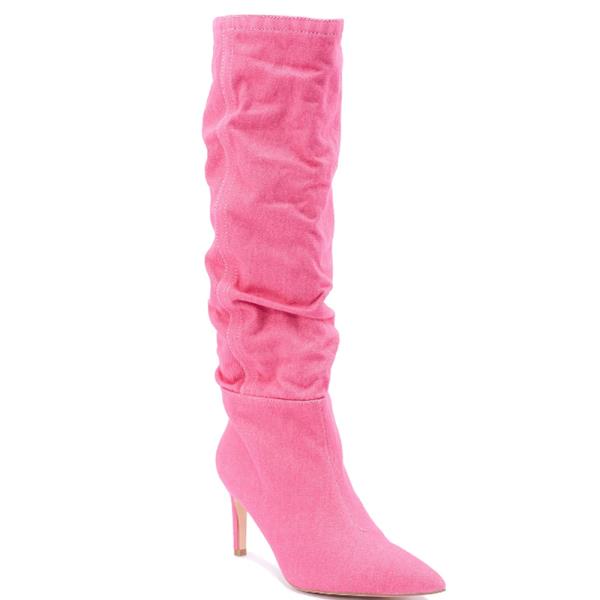 DENIM KITTY SCRUNGE HEEL BOOT 12 PAIRS