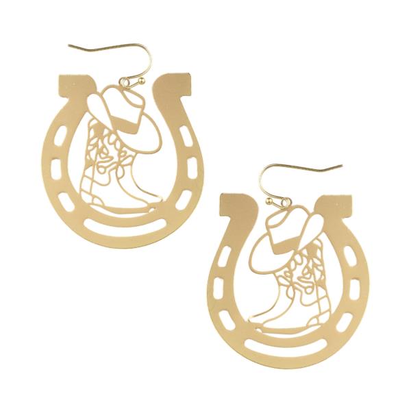 Metal Texas Filigree Fish Hook Earring