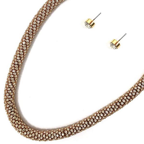 Rhinestone Rope Necklace and Earring Set