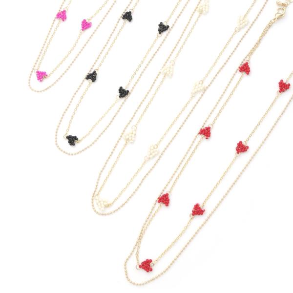 Heart Seed Bead Station Layered Necklace