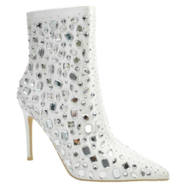 SATIN WITH GEM STONE BOOTIE