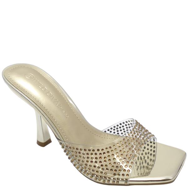 CLEAR RHINESTONE ONE BAND MULE 12 PAIRS