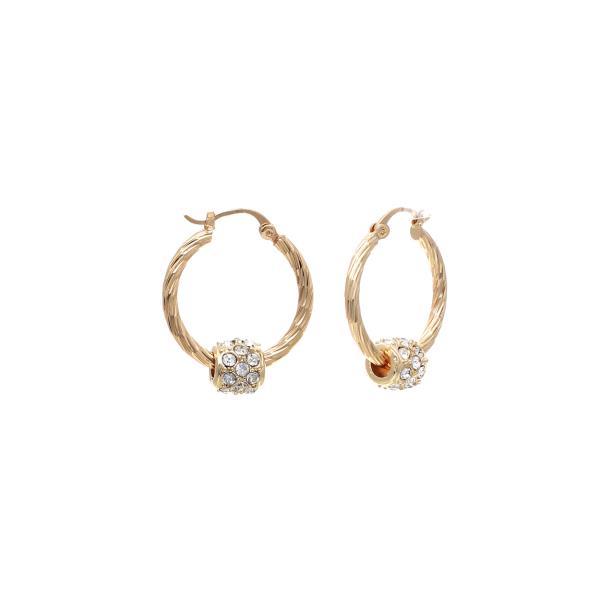WAVE CUT BEAD HOOP EARRING