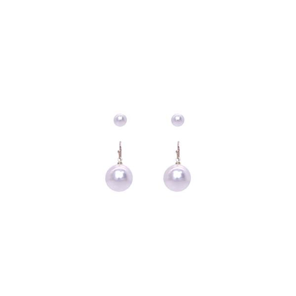 Pearl Post Fish Hook Earring Set