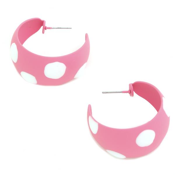 Pink Dot Hoop Earring