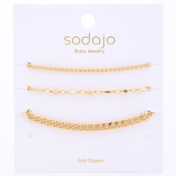 SODAJO Gold Dipped Brass Metal Chain Bracelet