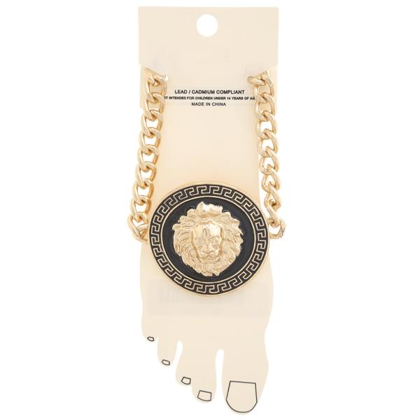 Lion Head Coin Metal Anklet