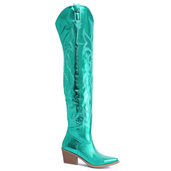 THIGH HIGH METALLIC COW BOY BOOTS 12 PAIRS