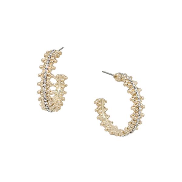 Crystal Dot Pattern Metal Hoop Earring