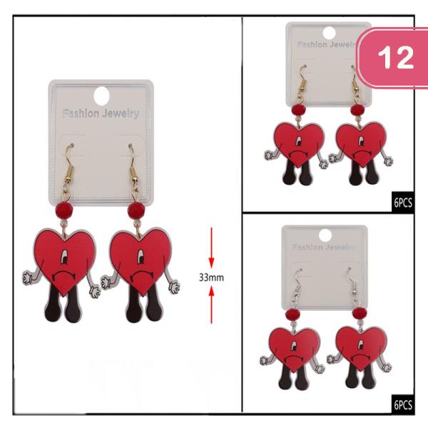 Heart Dangle Earring (12 Units)
