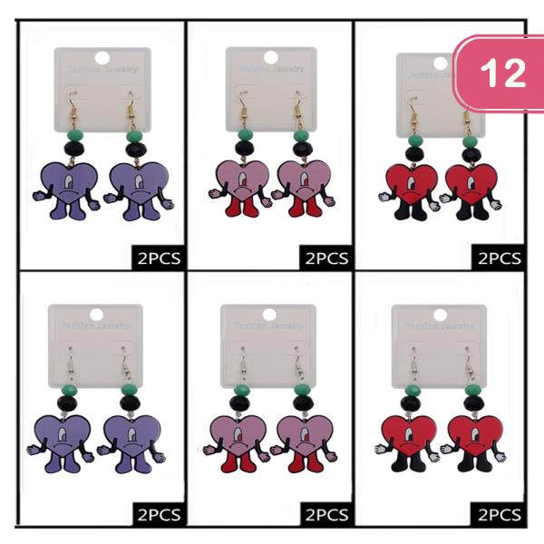 Heart Dangle Earring (12 Units)