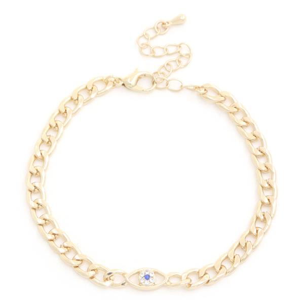 Eye Charm Curb Link Metal Bracelet