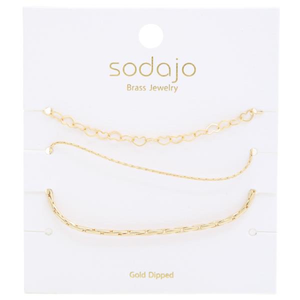 SODAJO Heart Link Gold Dipped Bracelet Set