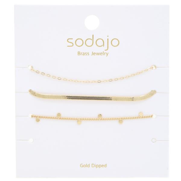 SODAJO Snake Chain Link Gold Dipped Bracelet Set