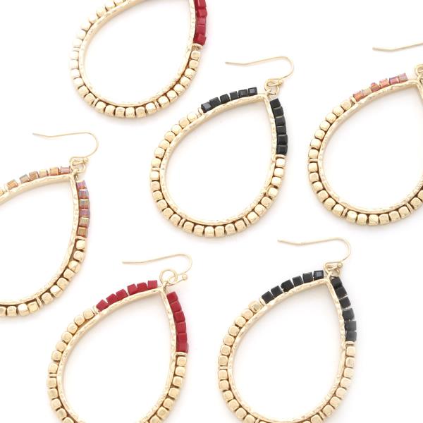 Two Tone Beaded Teardrop Dangle Earring