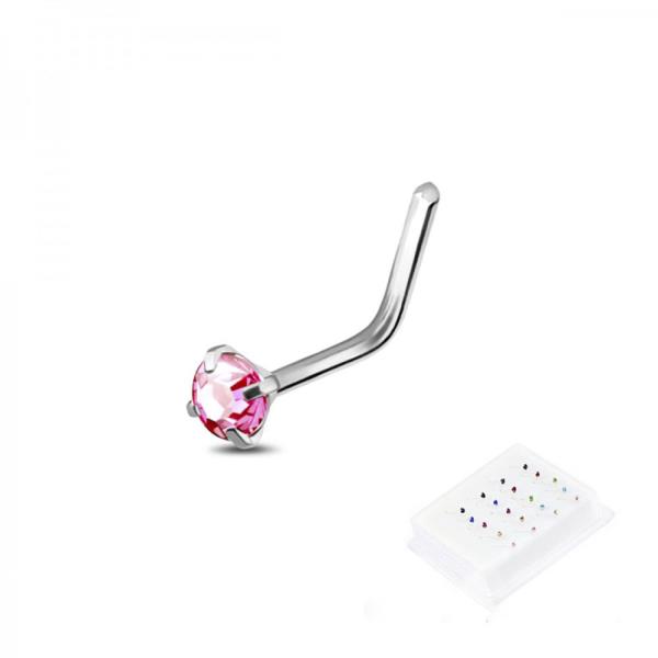 925 Sterling Silver L Shape Gem Nose Stud 20 Pcs