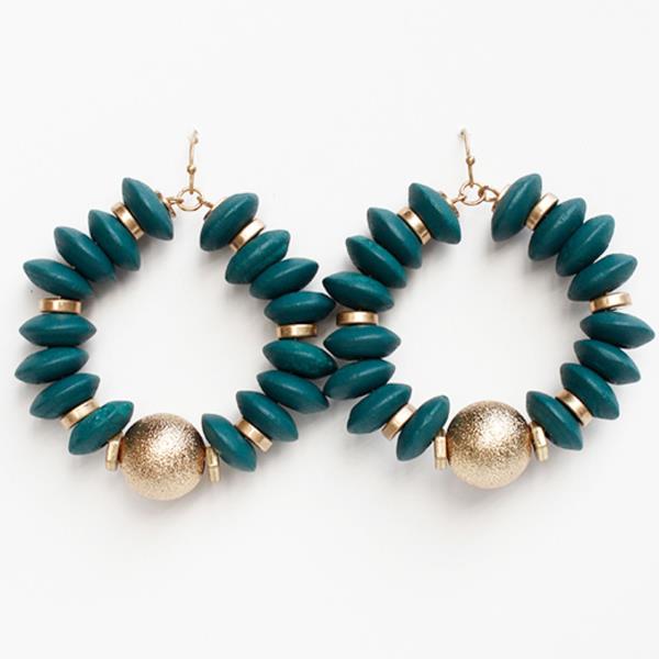 Wood Ball Round Dangle Earring