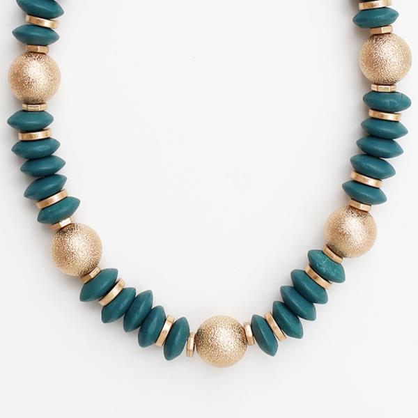 Wood Metal Bead Necklace