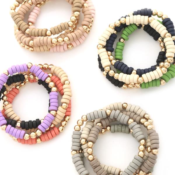 Color Bead Multi Stretch Bracelet