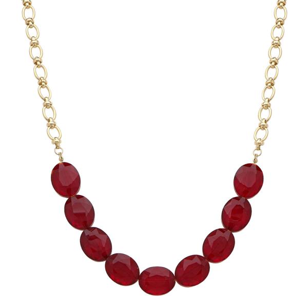 Oval Glass and Chain Necklace