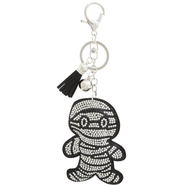 HALLOWEEN MUMMY RHINESTONE TASSEL KEYCHAIN