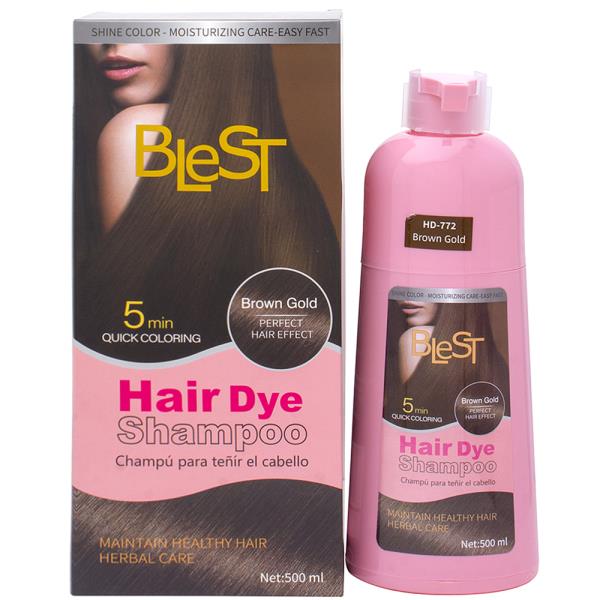 BLEST 5 MIN QUICK COLORING HAIR DYE SHAMPOO BROWN GOLD