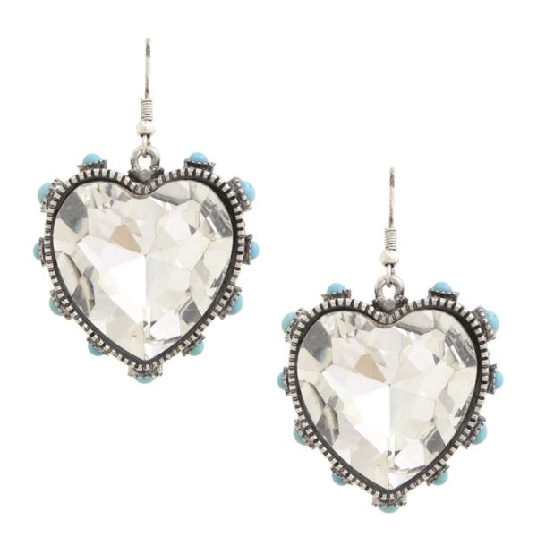 Western Heart Turquoise Bead Earring